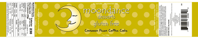 Moondance Desserts Gluten Free Cinnamon Pecan Coffee Cake Label