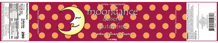 Moondance Desserts Gluten Free Cranberry Orange Scone Label